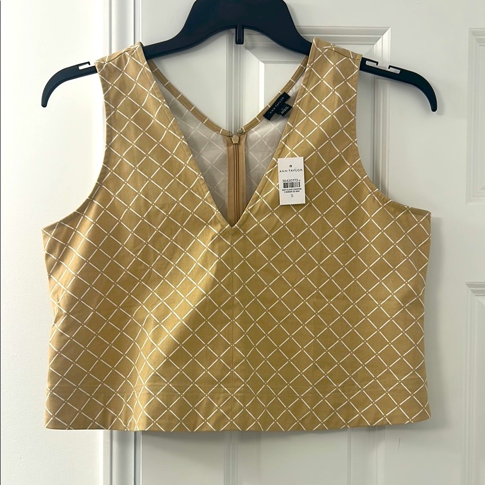 Ann Taylor Cream Tan Crop Tank Top